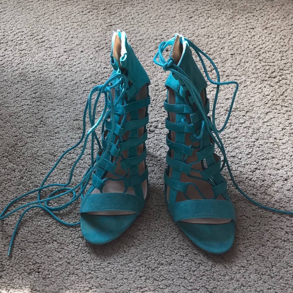 Public Desire Turquoise Lace-up Heels